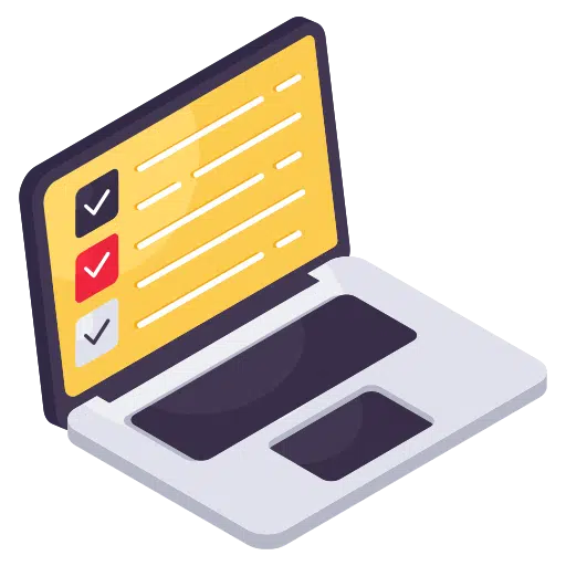 icône d'un ordinateur affichant une checklist pour la création d’un site web